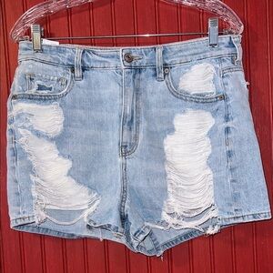 American Eagle Outfitters Light Blue Distressed Jean Mom Shorts Comfortable